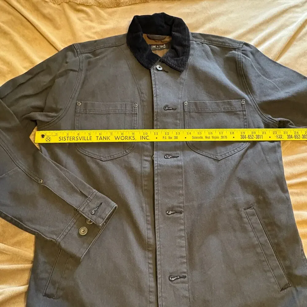 Line of Trade Canvas Field Overshirt Jacket Charcoal Gray Black Cord Collar M